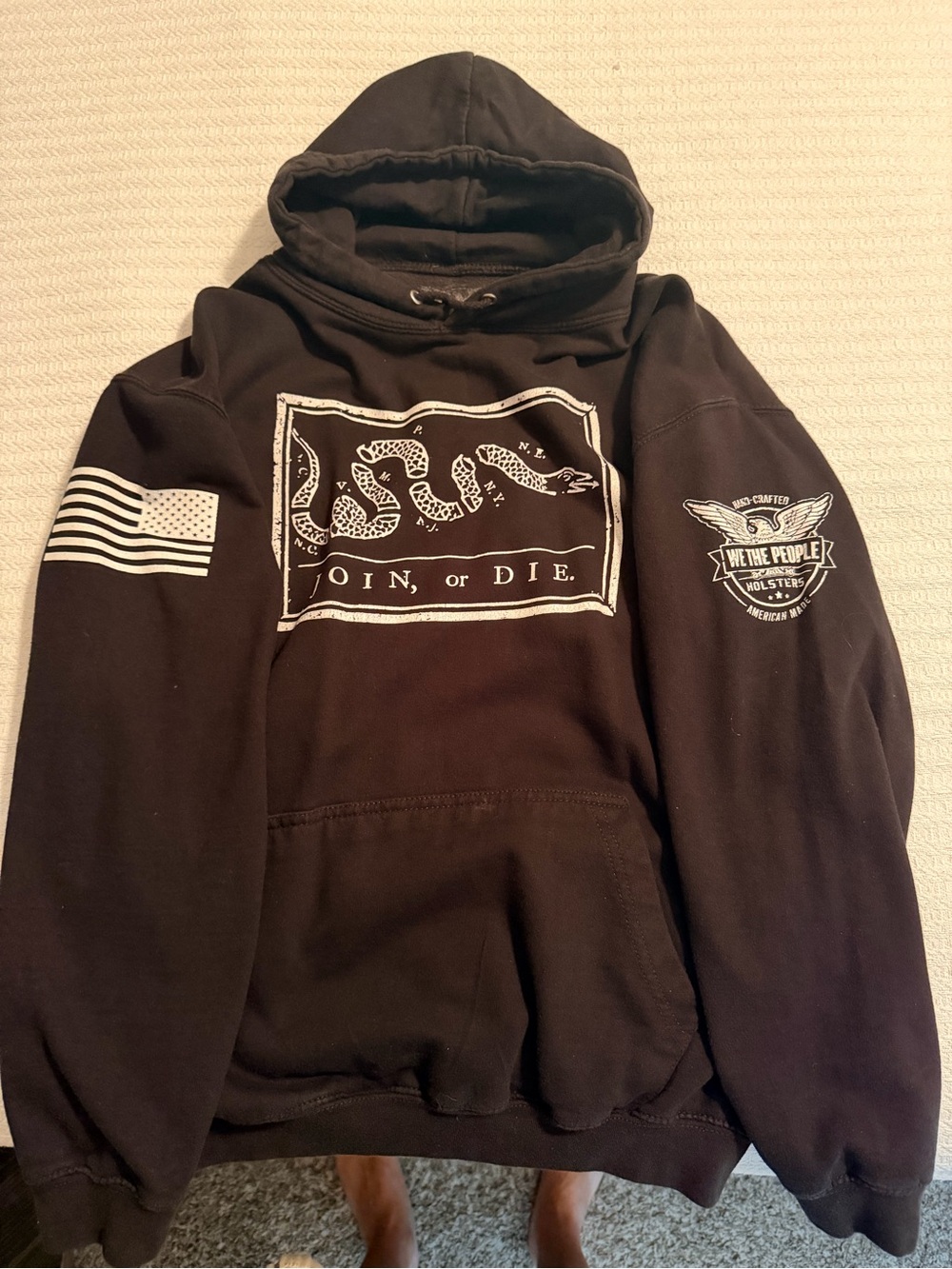 We the People Holsters - Black Hooded Sweatshirt - Join or Die Graphic